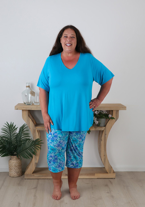 Plus Size Summer Pyjama Set In Blues