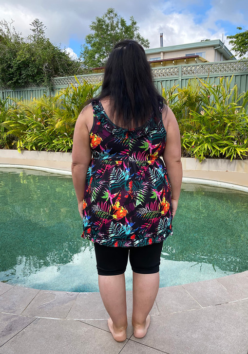 Plus Size Palm Leaf Swim Dress