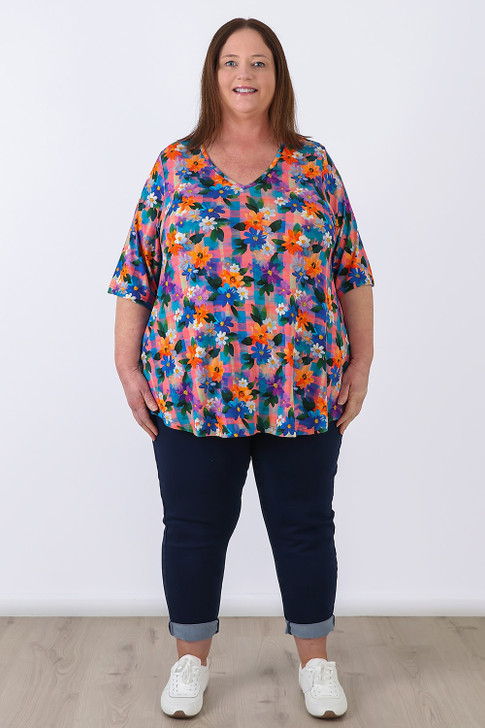plus size gingham floral top