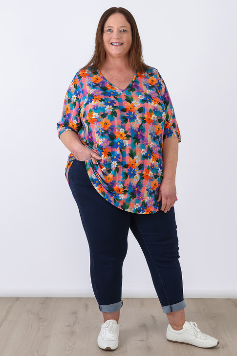 plus size gingham floral top