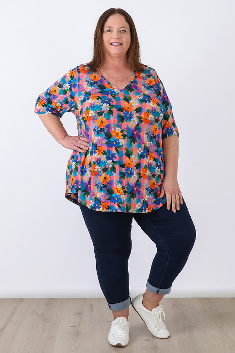 plus size gingham floral top