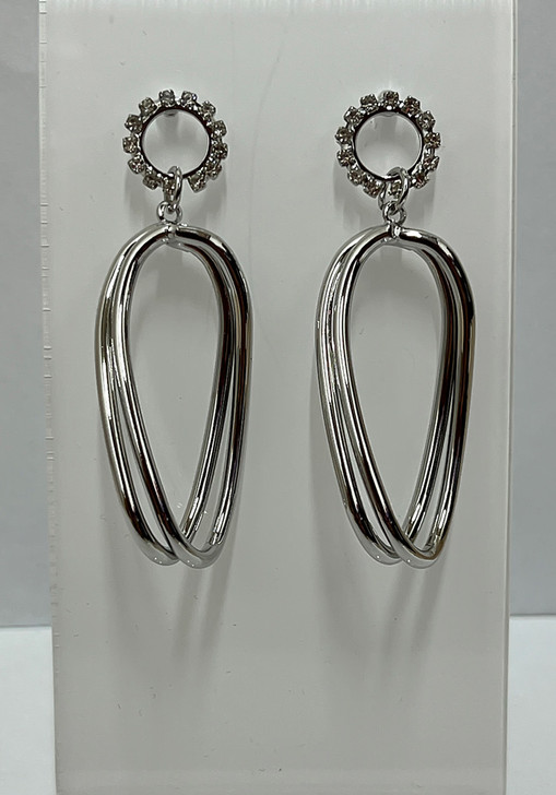 Twisted Oval Earrings In Silver
