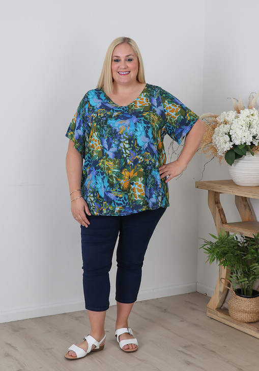 Every Day Textured Top In Abstract Print