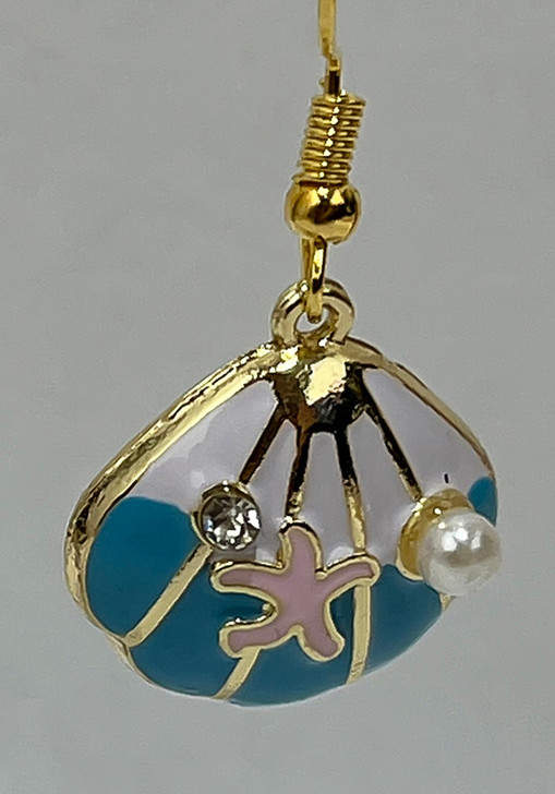 Blue And White Shell Earrings From Curvaceous