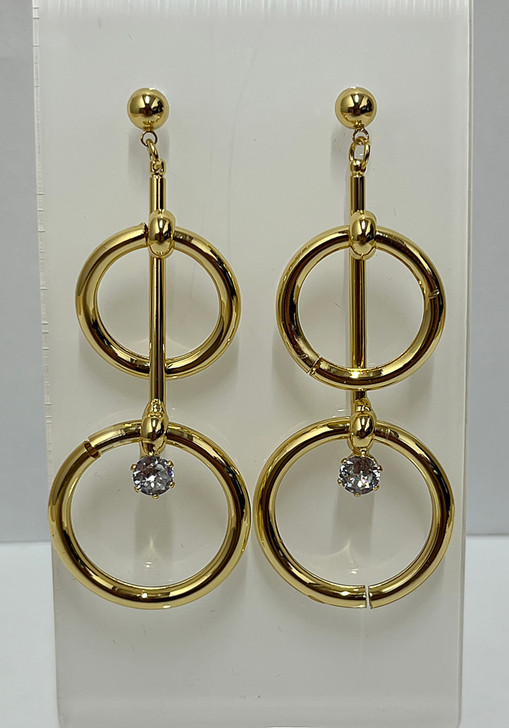 Gold Drop Duo Circle Earrings