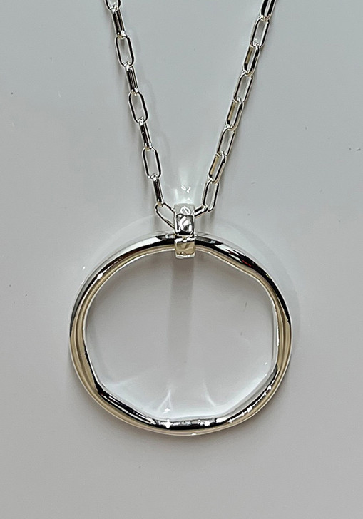 Silver Circle Necklace With Paperclip Chain From Curvaceous