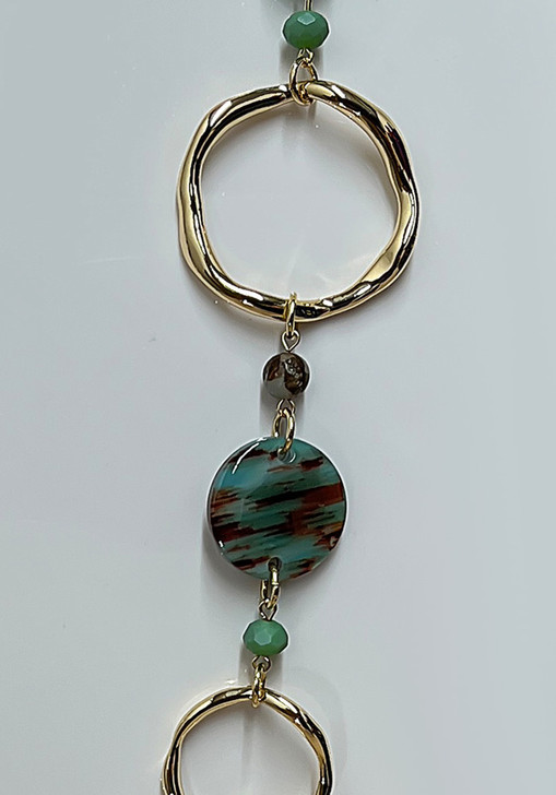 Earthy Green And Organic Gold Circle Necklace From Curvaceous