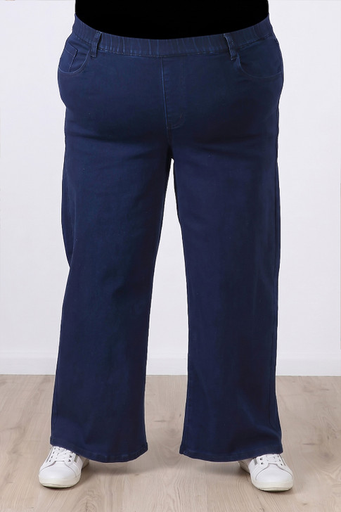 Plus Size Indigo Belt Loop Wide Leg Denim Jeans