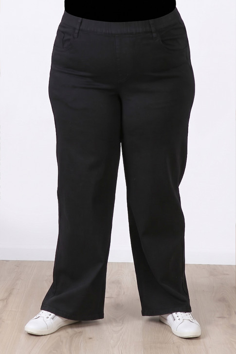 Plus Size Black Belt Loop Wide Leg Denim Jeans