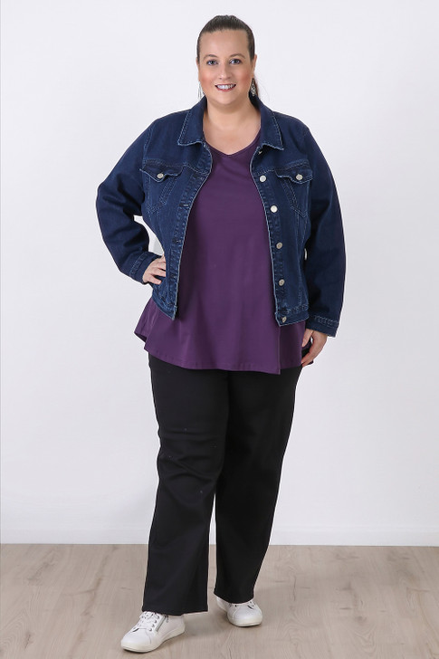 Plus Size Black Belt Loop Wide Leg Denim Jeans