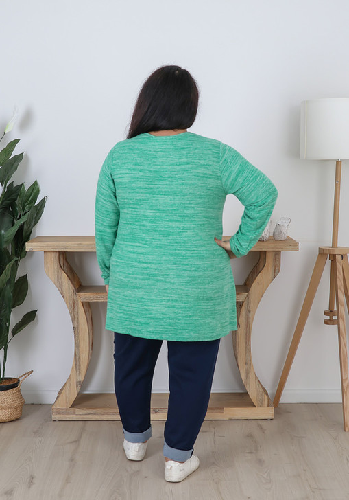 Plus Size Super Soft Green V Neck Stretch Top