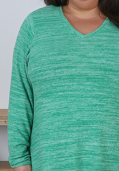 Plus Size Super Soft Green V Neck Stretch Top