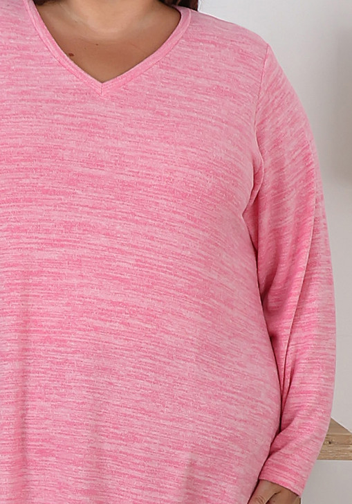 Plus Size Super Soft Pink V Neck Stretch Top