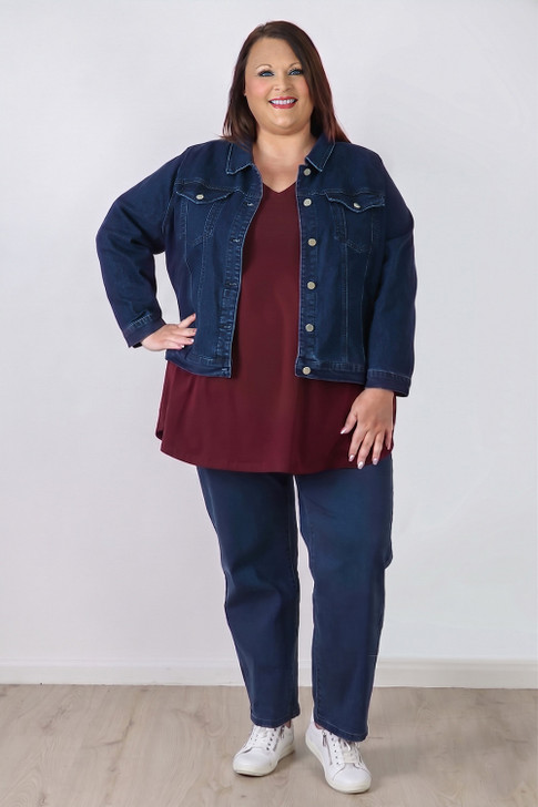 Plus Size Mid Blue Stretch Denim Bootleg Jean - Curvaceous