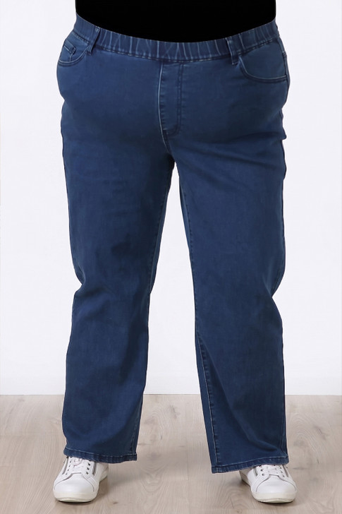 Plus Size Mid Blue Stretch Denim Bootleg Jean