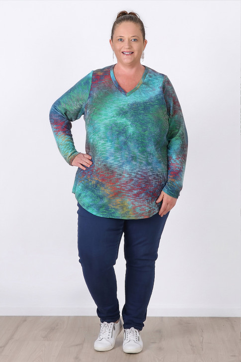 Plus Size Coastal Colour Blend Long Sleeve Top