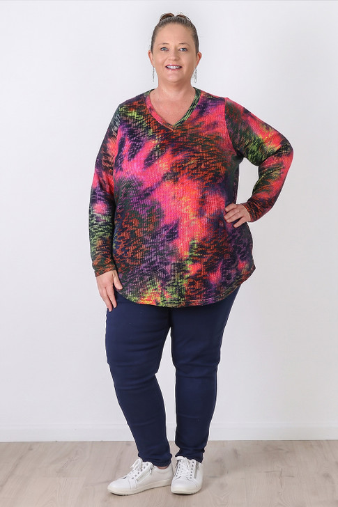 Plus Size Colour Fusion Long Sleeve Top Size 18 to 32