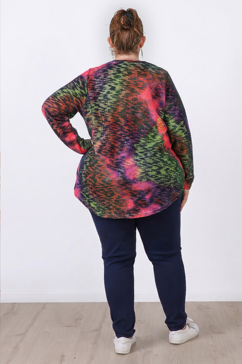 Plus Size Colour Fusion Long Sleeve Top