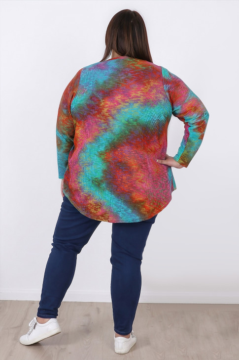 Plus Size Happy Colour V Neck Top
