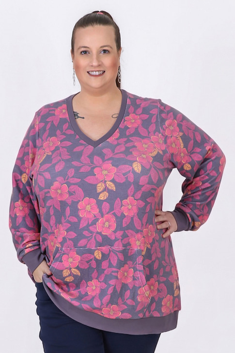 Waffle Oversized Top in Pink Floral