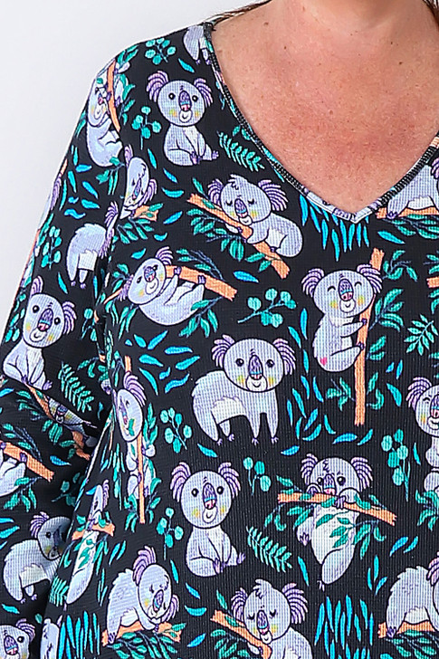 Plus Size Cute Koala Textured Waffle Cotton Nightie