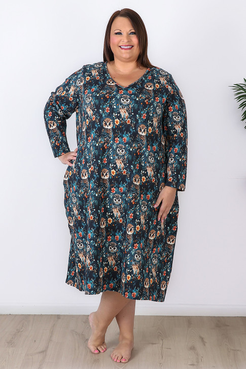 Plus Size Night Owl Textured Waffle Cotton Nightie