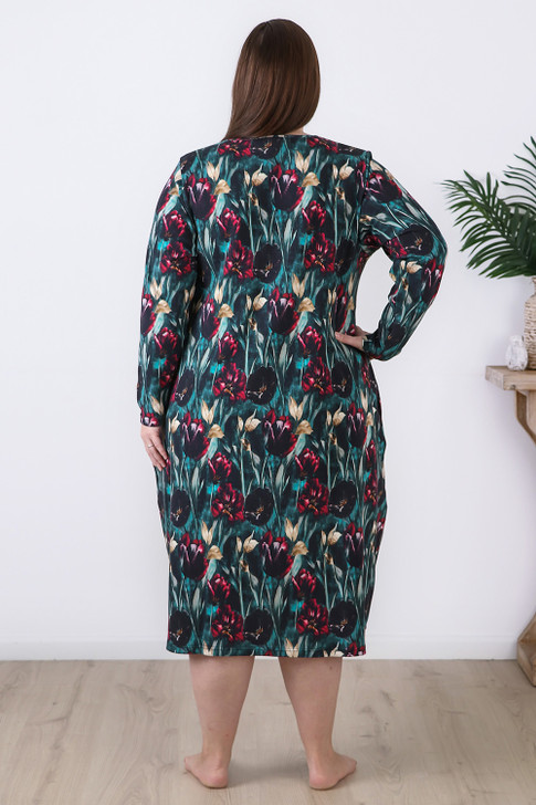 Plus Size Tulip Garden Textured Waffle Cotton Nightie