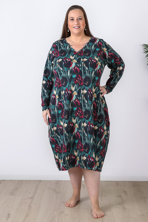 Plus Size Tulip Garden Textured Waffle Cotton Nightie
