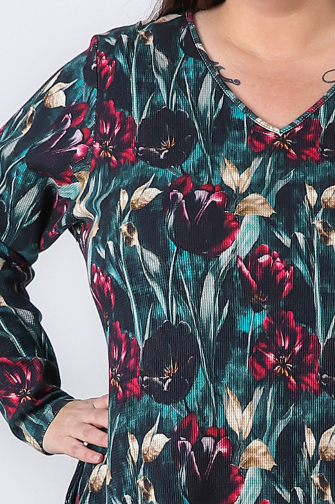 Plus Size Tulip Garden Textured Waffle Cotton Nightie