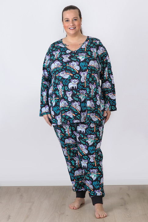 Plus Size Cute Koala Stretch Cotton Waffle Pyjamas