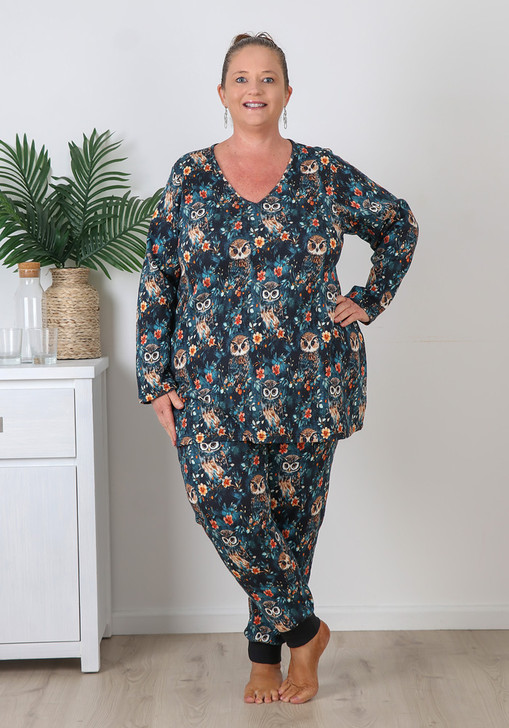 Plus Size Night Owl Stretch Cotton Waffle Pyjamas