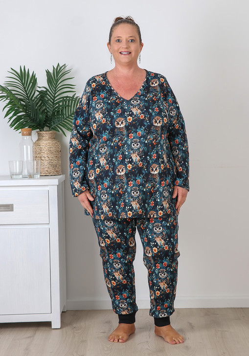 Plus Size Night Owl Stretch Cotton Waffle Pyjamas