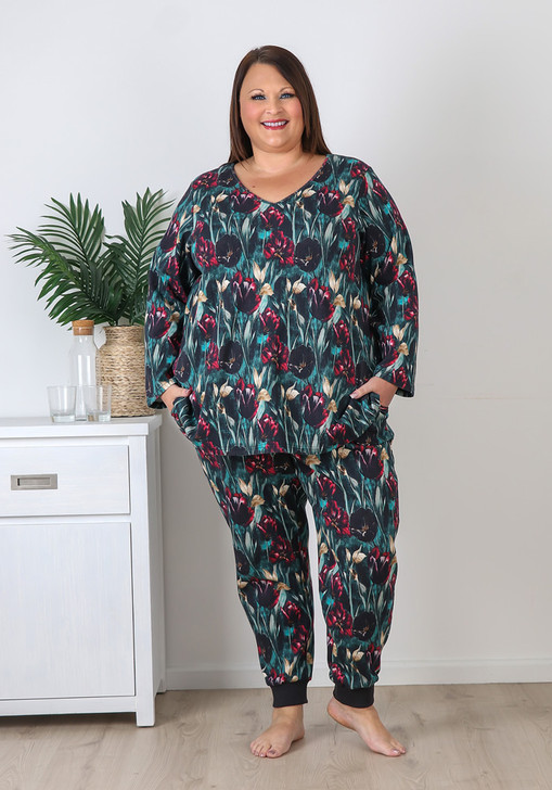 Plus Size Tulip Garden Stretch Cotton Waffle Pyjamas