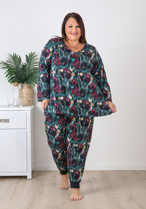 Plus Size Tulip Garden Stretch Cotton Waffle Pyjamas