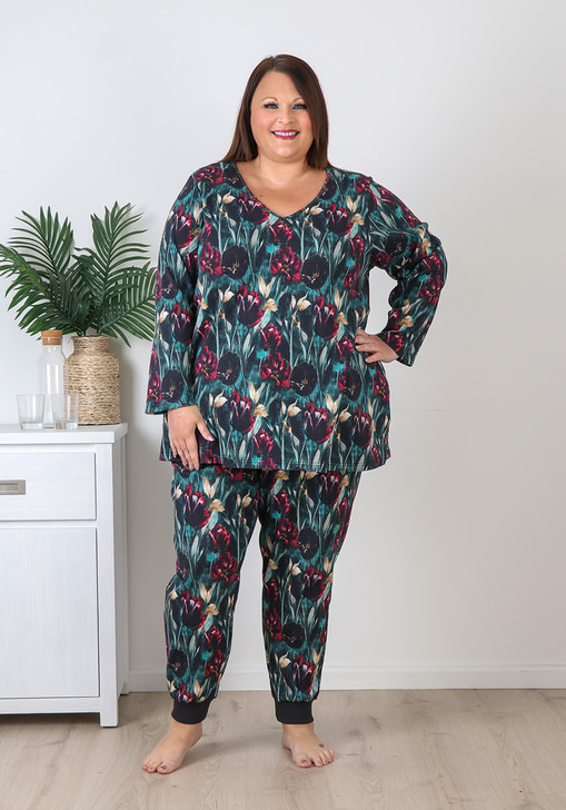 The Comfy Nights Waffle Cotton PJ Set Tulips