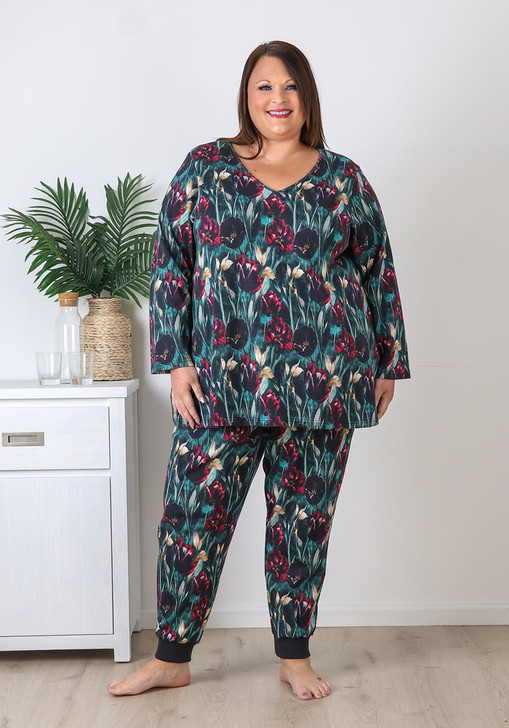 Plus Size Tulip Garden Stretch Cotton Waffle Pyjamas