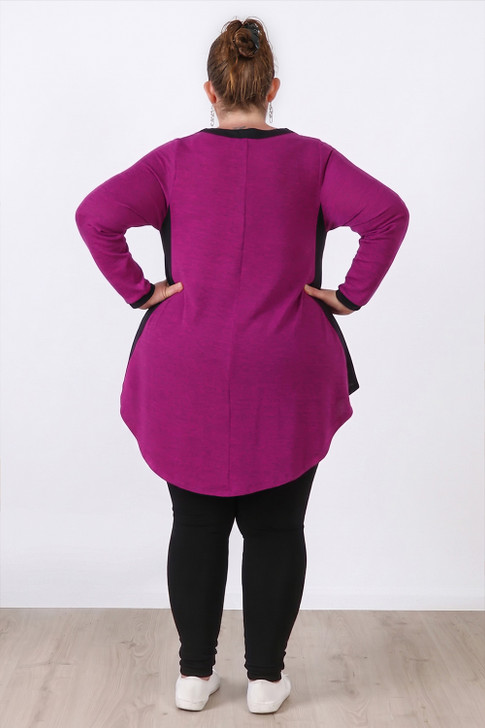 Plus Size Swing Top In Dark Magenta and Black