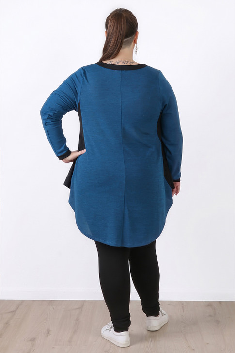Plus Size Deep Teal & Black Two Tone Swing Top 