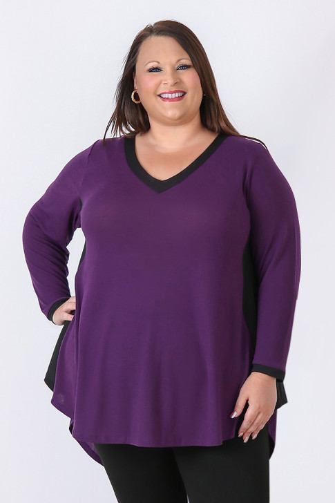 Two Tone Swing Top In Purple and Black