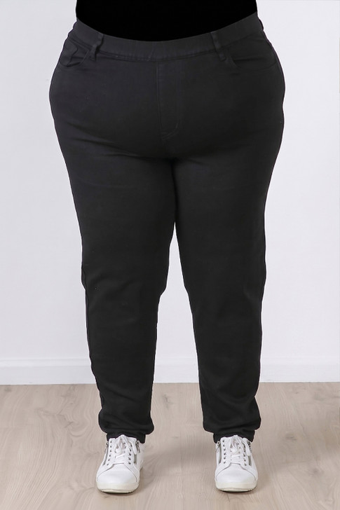 Plus Size Pull On Relaxed Fit Denim Jeans In Black
