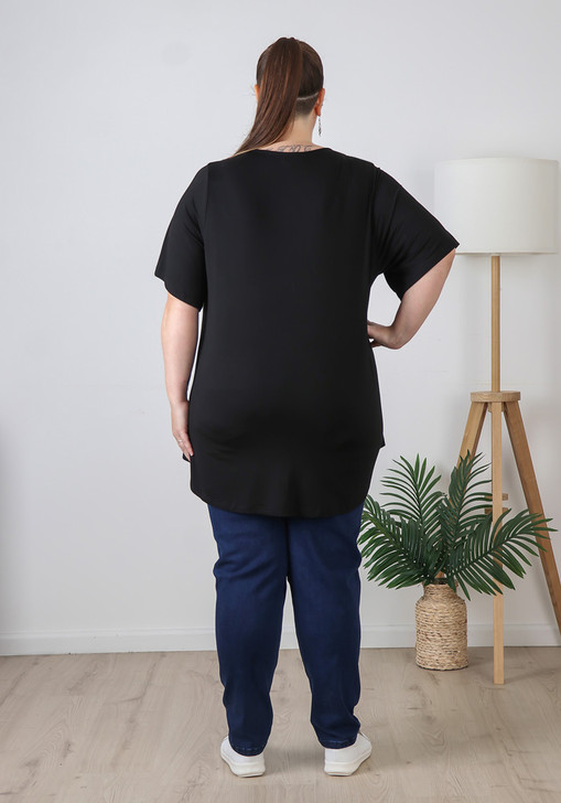 Plus Size Pull On Relaxed Fit Indigo Jeans with Pale Wash