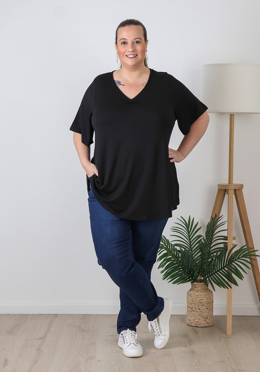 Pull On Relaxed Fit Indigo Jeans with Pale Wash