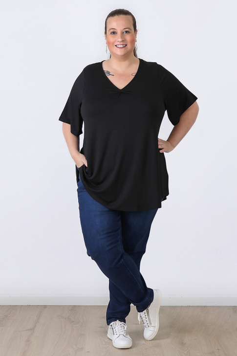 Pull On Relaxed Fit Indigo Jeans with Pale Wash