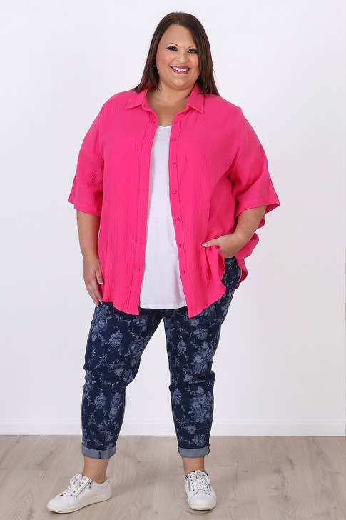 Plus Size Blue Roses Indigo Boyfriend Jeans by Curvaceous