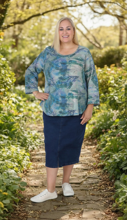 Indigo Denim Stretch Skirt