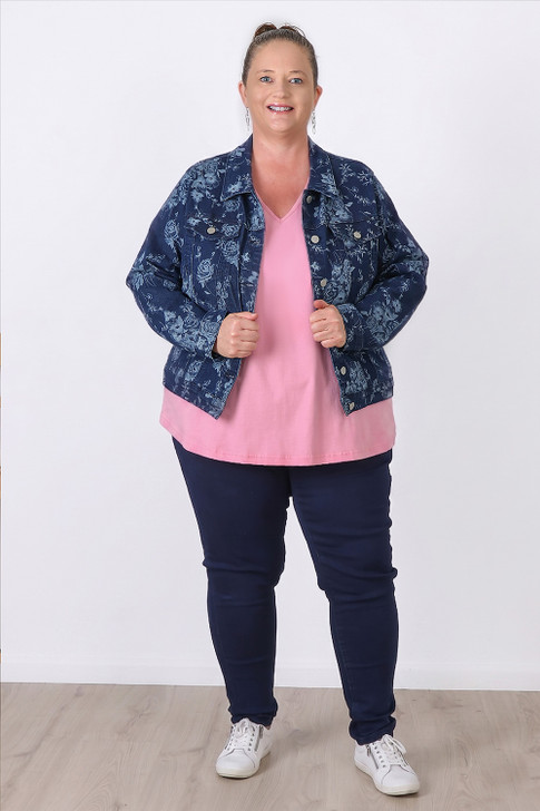 Plus Size Indigo Rose Stretch Denim Jacket