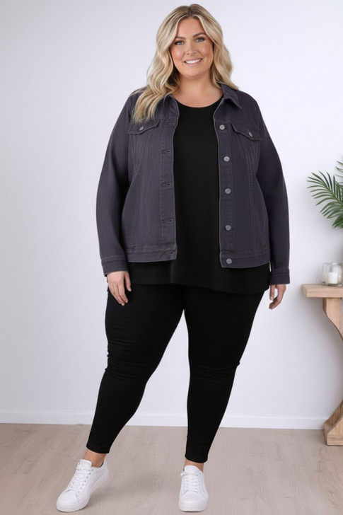 Your Go To Stretch Denim Jacket Grey