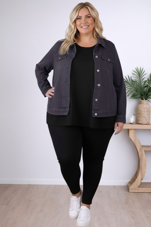 Your Go To Stretch Denim Jacket Grey