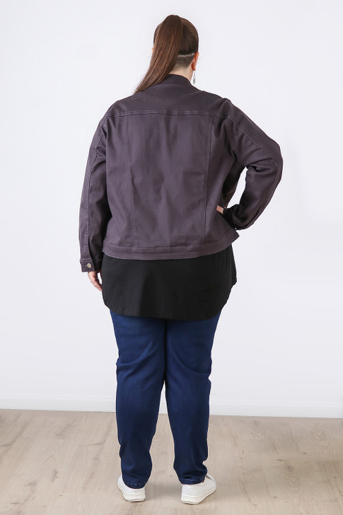 Plus Size Your Go To Stretch Denim Jacket Grey