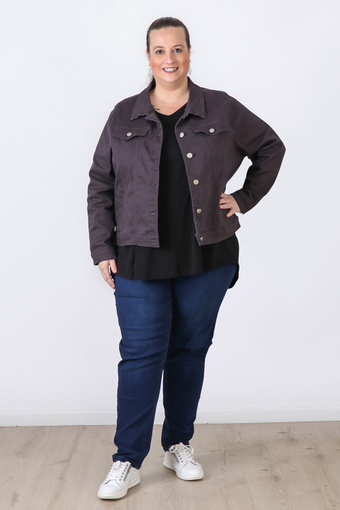 Plus Size Your Go To Stretch Denim Jacket Grey